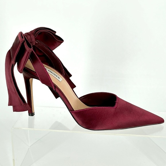 Steve Madden Shoes - Steve Madden Size 9 Burgundy Satin Bow D'Orsay Stiletto Pumps NEW Belindah $119